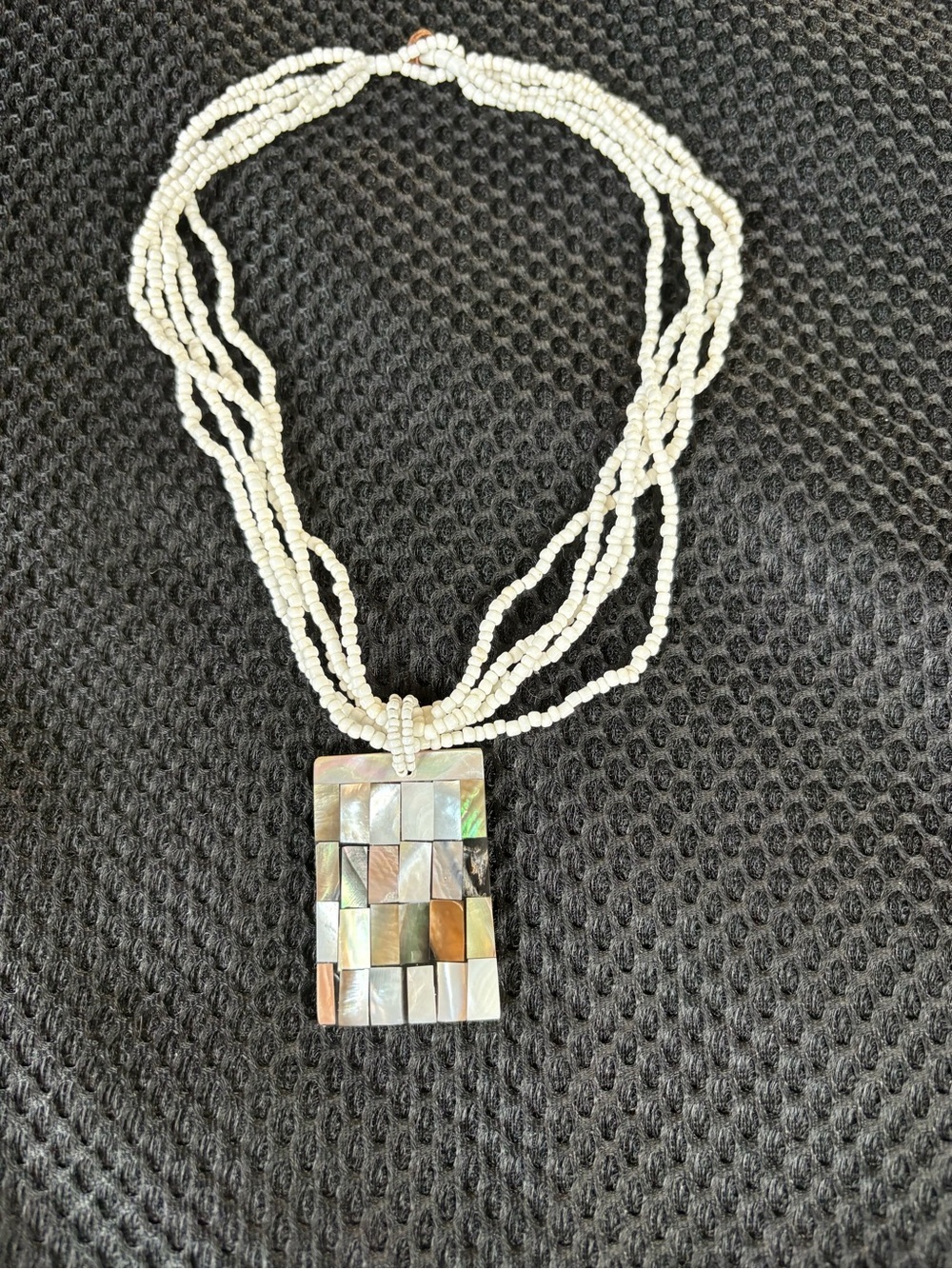 Coastal Grandma Shimmering
Mop Shell Mosaic Necklace White Iridescent